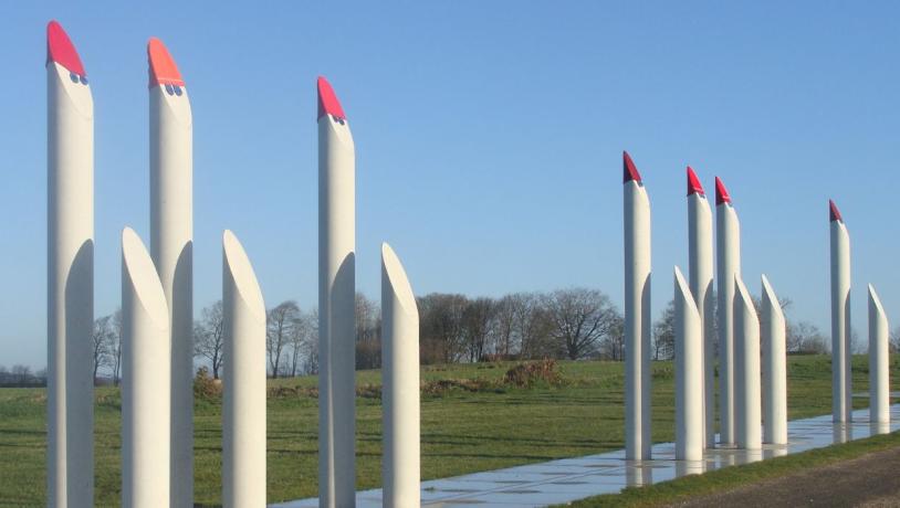 The palisade at Kongernes Jelling with elf hats on