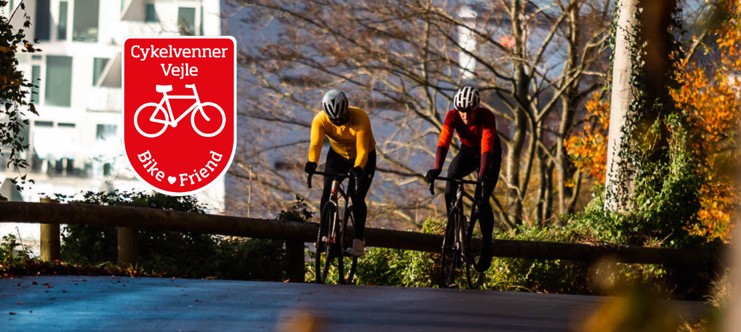 Bike Friends logo and two cyclists in Nørreskoven Vejle