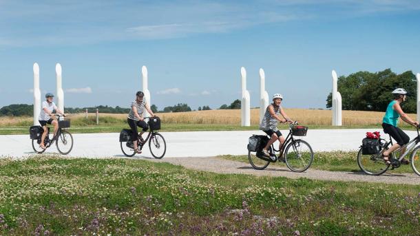 On bike at the Jelling Monuments