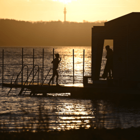 Swimming trip at Tirsbæk Beach in the summer